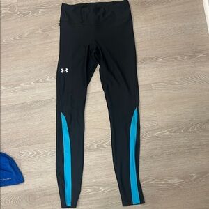Under Armour Women's Black and Teal compression Leggings